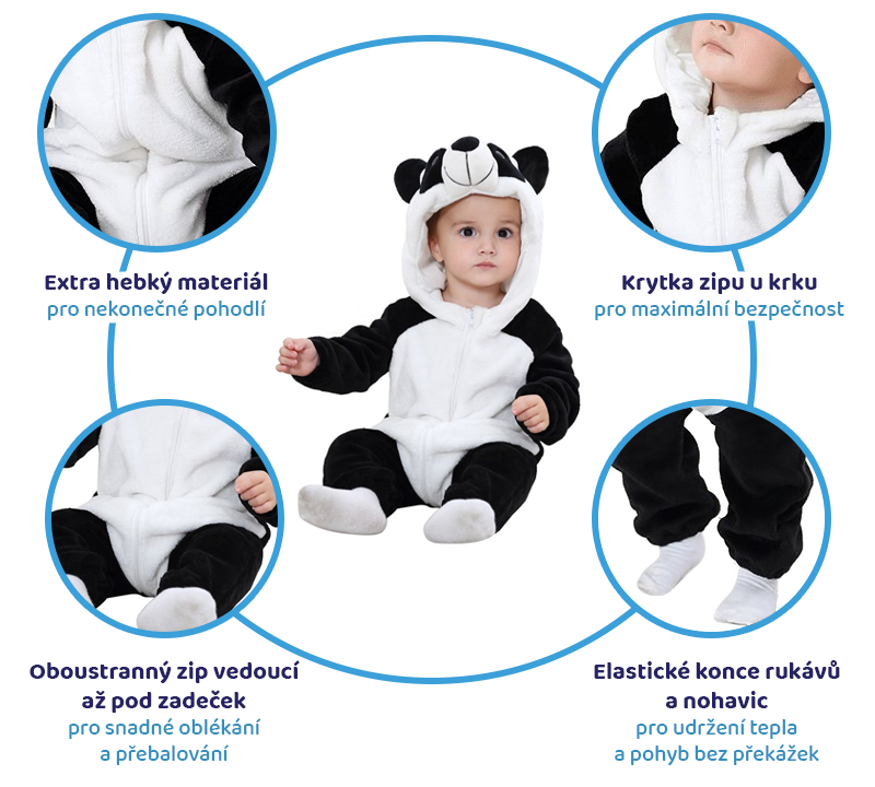 Overal pro kojence a miminka - panda